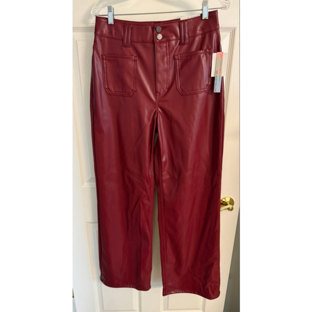 Tinseltown Faux Leather High Waist Wide Leg sz 9 Pants NWTs Cabernet/Wine/Maroon